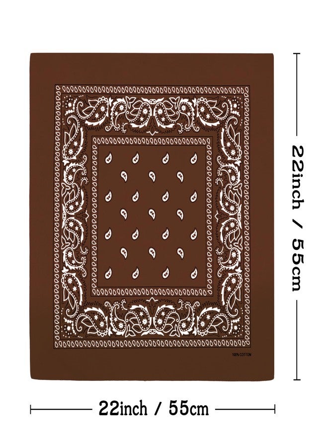 Bycc Bynn 3 Pack 100% Cotton Paisley Pattern Bandanas Face Mask Square Scarf Headwear (khaki + Brown + Black) - Image 2